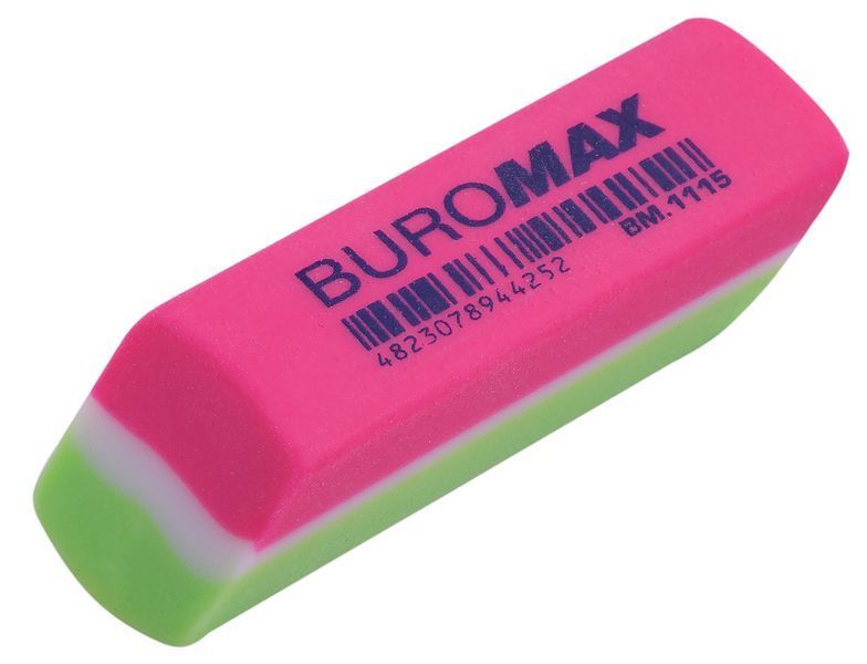 Ластик Buromax прямоугольный, из мягкого пластика, ассорти цветов BM.1115 фото