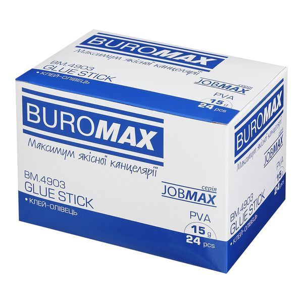Клей-олiвець Buromax, 15 г (24 штуки/упаковка) BM.4903 фото