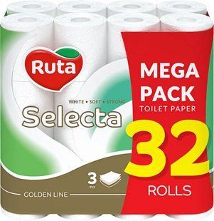 Туалетний папір Ruta Selecta, 3 шари, 32 рул/упаковка 92687 фото