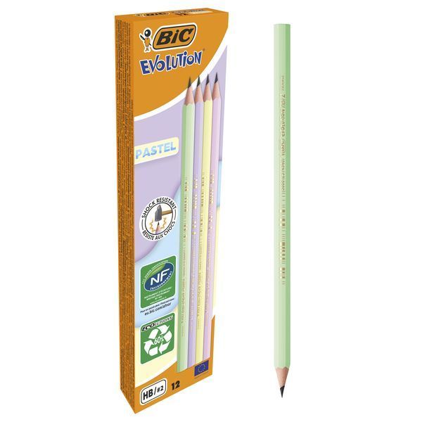 Карандаш графитовый BIC Evolution Pastel, без ластика, 12 штук bc518307 фото