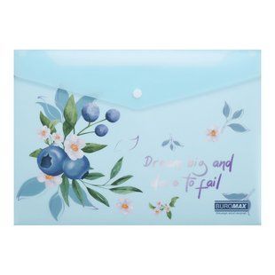Папка-конверт А4 на кнопці, BLUEBERRY ARABESKI, напівпрозора,аквамарин BM.3943-52 фото