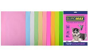Набір кольорового паперу PASTEL+NEON, 10 кол., 50 арк., А4, 80 г/м&sup2; BM.2721750-99 фото