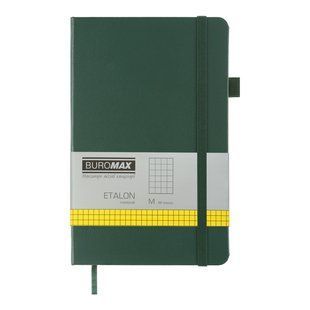 Книга записна ETALON 125*195, 96 арк., клітинка, обкл. штучна шкіра, зелений BM.291160-04 фото