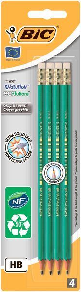 Карандаш чернографитовый BIC Evolution Eco, 655 HB, с ластиком, 4 штуки bc8902753 фото