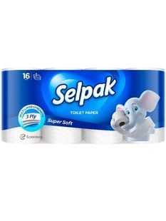 Туалетний папір Selpak білий, 3 шари, 16 рул/упаковка 34546 фото