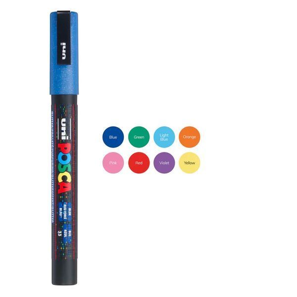 Набір маркерів uni POSCA Glitter Color, 0,9-1,3мм, 8 шт PC-3ML GLITTER COLOR 8C фото