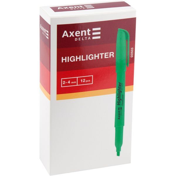 Маркер Axent Delta Highlighter D2503-04, 2-4 мм, клиноподібний зелений D2503-04 фото