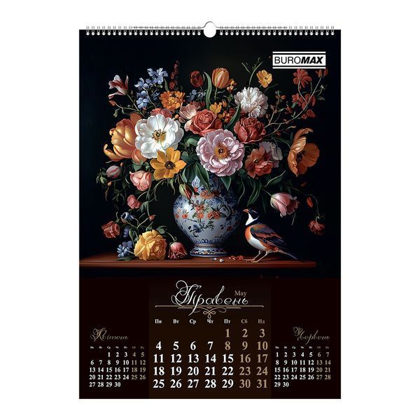 Календарь настенный 2026 г., А2, 1 пружина, Flowers and birds BM.210650 фото