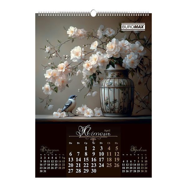 Календарь настенный 2026 г., А2, 1 пружина, Flowers and birds BM.210650 фото