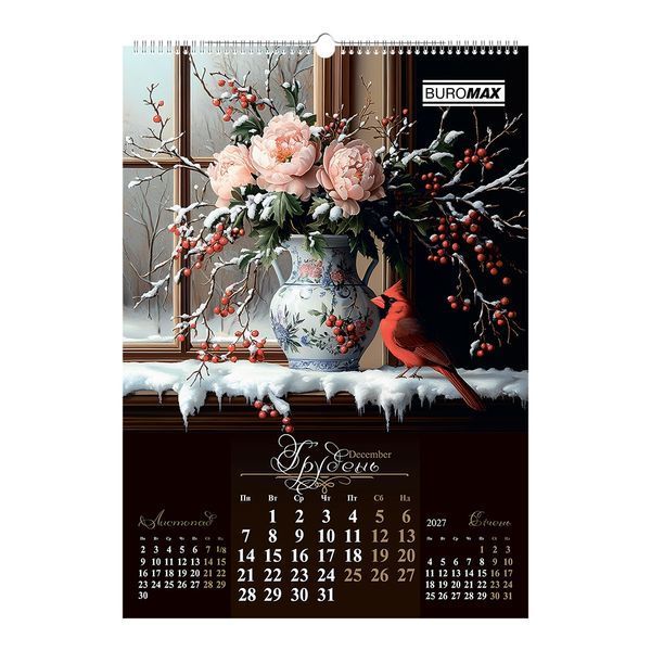 Календарь настенный 2026 г., А2, 1 пружина, Flowers and birds BM.210650 фото
