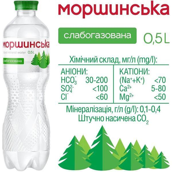 Вода Моршинська слабогазована 0.5 л, 12 шт/упаковка 00260 фото