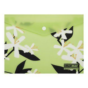 Папка-конверт А5 на кнопці, PLUMERIA ARABESKI, напівпрозора, салатова BM.3919-15 фото