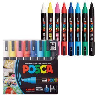 Набір маркерів uni POSCA,1,8-2,5мм, 8 шт PC-5M 8C фото