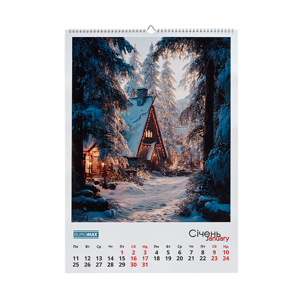Календар настінний 2027 р., А2, 1 пружина, Fairytale landscapes BM.210651 фото
