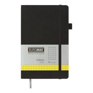 Книга записна PRIMO 125*195, 96 арк., клітинка, обкл. штучна шкіра, сірий BM.291161-09 фото
