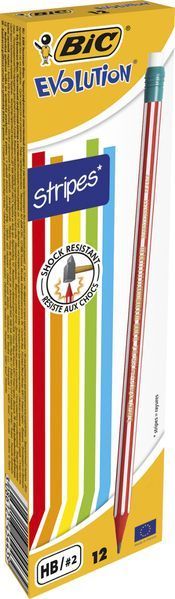 Олівець чорнографітовий BIC Evolution Stripes, HB, з гумкою bc8960342 фото