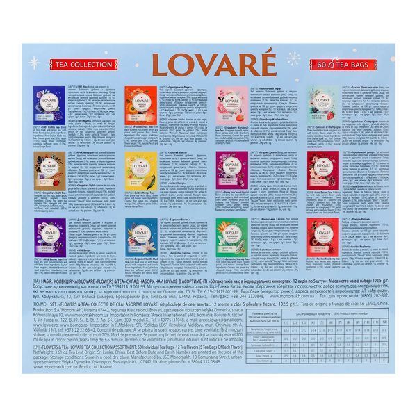 Коллекция чая Lovare Flowers&Tea, 12 видов по 5 пакетов 16171 фото