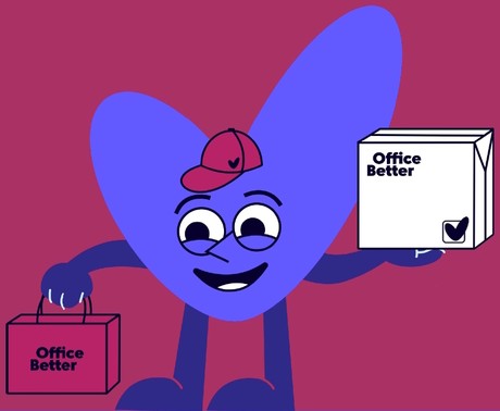 Персонаж Office Better з коробками доставки